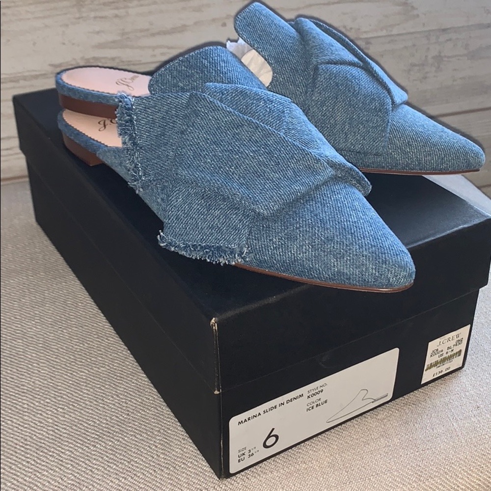 J CREW Marina Denim Mules NEW